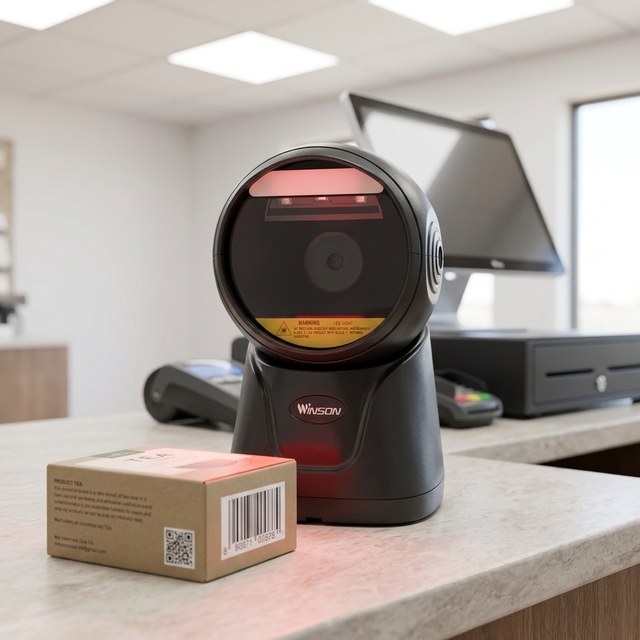 Factory Hands Free Desktop Barcode Scanner 2D Omnidirectional QR Code Scanner