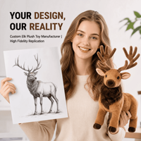 Fabricant de jouets en peluche personnalisés en forme d'élk, OEM ODM, vente en gros, animaux en peluche réalistes, poupées douces pour les mascottes de marque et les articles cadeaux