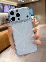 Étui de luxe pour téléphone avec grande protection d'appareil photo, coque de téléphone mobile en acrylique laser brillant avec motif CD pour iPhone 15 16 17 Pro Max