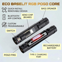 Kit Lampu Pedang Elektronik Desain Ekonomis dengan Aksen Ayun, Warna Berubah, Pogo Pin, Inti Neopixel yang Dapat Dilepas, Inti Lampu Dalam yang Dapat Digeser