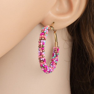 Pendientes de Aro para Mujer, Coloridos, con Cuentas, de Acero Inoxidable, Joyería para Fiestas, Accesorio de Moda - Product Image 1