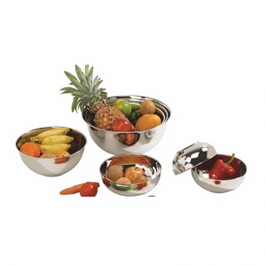 Juego de Tazones Redondos de Acero Inoxidable para Frutas, Duraderos, Aptos para Lavavajillas, Diseño Moderno, Vajilla para Uso Diario - Product Image 1