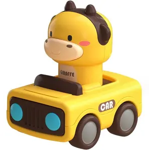 Mainan mobil tekan hewan kartun kualitas tinggi kendaraan mainan bentuk kambing sapi jerapah lucu untuk anak-anak