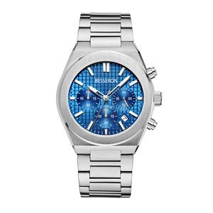 Montre-bracelet chronographe de luxe pour homme avec bracelet en acier inoxydable - Montre à quartz décontractée étanche 5 ATM pour usage quotidien - Product Image 1