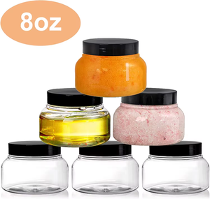 Pot en plastique transparent pour crème pour le visage, pot de soin de la peau, forme ronde, pots cosmétiques, beurre corporel, pot pour gommage corporel - Product Image 1