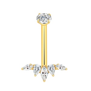 เจาะเรื่องทอง ASTM F136ไทเทเนียมเจาะท้องเครื่องประดับสะดือระฆังแหวน Marquise หิน - Product Image 6