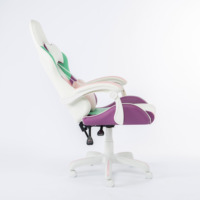 Chaise de jeu ergonomique en cuir PVC rose pour filles, inclinable et réglable en hauteur, avec accoudoirs, vente en gros