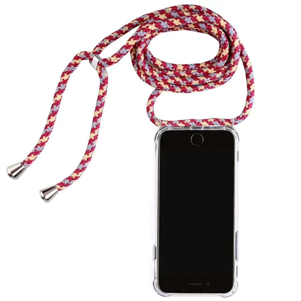 Lanyard Cord Chain Transparent Case For iPhone13 pro max Crossbody Necklace Strap Phone Cases for iPhone 6 7 8 plus X XS Cover