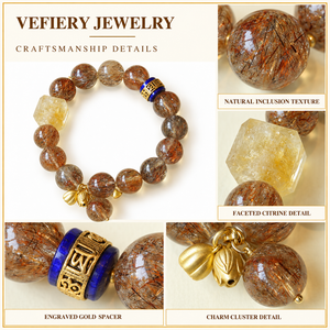 Pulsera Elástica de Cuentas de Cuarzo Negro Natural con Inclusiones de Lapislázuli y Citrino para Mujer, Joyería Personalizada al por Mayor - Product Image 3