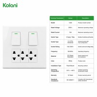 Plaque murale 2 gang 3 prises avec interrupteurs indicateurs, multiprise triple universelle 120 mm² 16A 250V en PC blanc pour appartement
