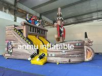 Château gonflable toboggan sec bateau pirate, toboggan gonflable pour aire de jeux, taille personnalisable