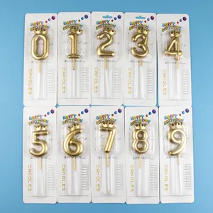 Hot Sell Happy Birthday Numbers 0-9 Candles Golden Crown Christmas Valentine Party Candles