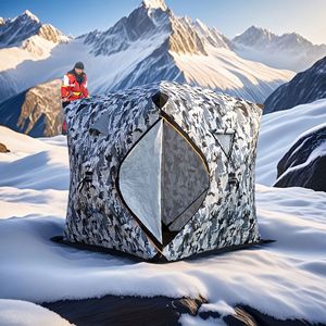 Tente de pêche sur glace isolée à 3 couches, tente d'hiver automatique pop-up pour 1 à 6 personnes avec cheminée pour sauna et pêche sur glace - Product Image 1