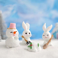 Nouveauté 2023 : Lapin miniature, micro-paysage enneigé, bricolage, décoration de jardin féerique pour plantes succulentes, figurines mignonnes de bonhomme de neige et de lapin, accessoire pour maison de poupée