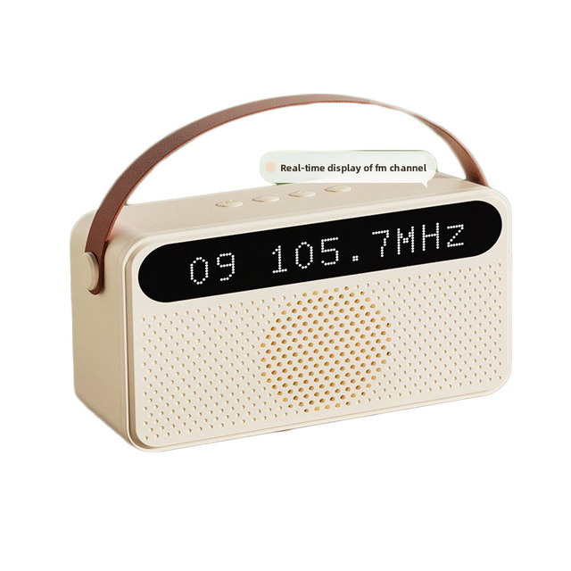 Portable Handheld Speaker BT5.4 IPX4 Waterproof 5W HiFi Sound Digital Display FM Radio Desktop Outdoor Party Long Battery Life