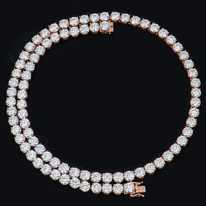 สร้อยคอเทนนิสแบบฮิปฮอปประดับเพชรโมอิสซาไนต์ 6 มม. VVS D เงินแท้ 925 ชุบทองคำสีกุหลาบ ขนาด 16-24 นิ้ว ได้รับการรับรองจาก GRA สำหรับทั้งชายและหญิง - Product Image 1