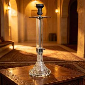 Clear Glass <b>Hookah</b> Stainless Steel Tube Black Silicone Base Stand Portable Water <b>Pipe</b> for Lounge Home Use - Product Image 5