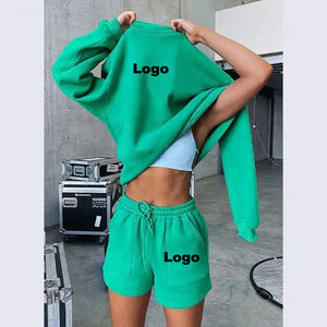 <span class=keywords><strong>2023</strong></span> Logo personnalisé grande taille conception produits d'été tenues courtes femmes ensembles sweats survêtement deux 2 pièces ensemble femmes vêtements - Product Image 1
