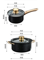 Set Peralatan Masak Anti Lengket Mewah 4 Buah: Panci Susu 18cm, Panci Sup 20cm, Panci Sup 24cm, Wajan 26cm dengan Tutup Kaca untuk Semua Jenis Dapur