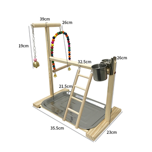 Vente Support de jeu pour perroquet avec balançoire et jouets à mâcher en bois durable pour oiseaux Station d'entraînement interactive pour inséparables et perruches - Product Image 4