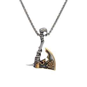 yunnique Stainless Steel Axe Pendant <b>Necklace</b> With Viking Symbol For Men And Women Fashion Jewelry Hip Hop Style - Product Image 5
