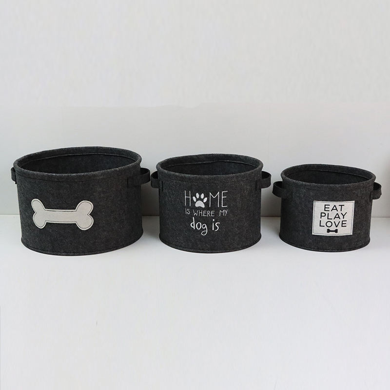 3 Pack Felt Dog Toy Bin Basket