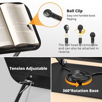 Support de livre pliable en bois Présentoir de maison en acier Support de livre de lecture de bureau avec bases rotatives à 360 °