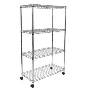 חובה כבדה 4 שכבות מתכת כרום מתכת נייד חוט מדפים על גלגלים - Product Image 4