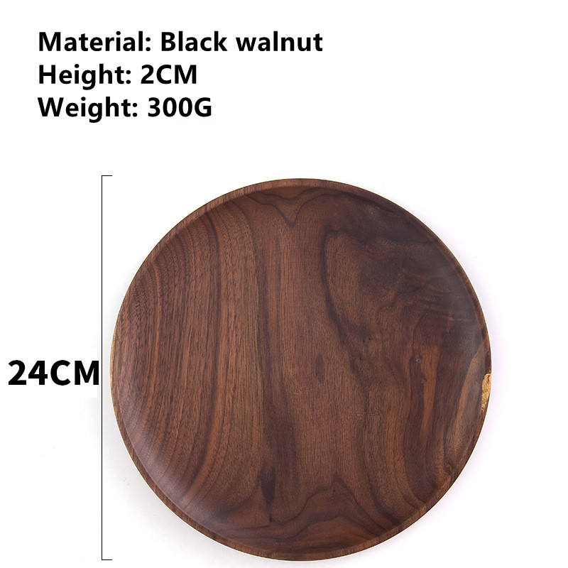 จานกลมวอลนัทสีดำขนาด24*2ซม.