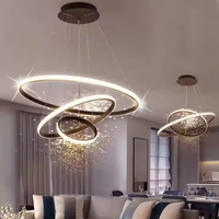 Simple Nordique Anneaux Pendentif Lumière Moderne Noir Rond Led Lustre pour La Maison Salon Cuisine