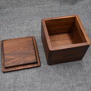 Square Walnut Wood <b>Storage</b> <b>Box</b> Solid Color Jewelry <b>Box</b> Decorative <b>Storage</b> <b>Box</b> - Product Image 3