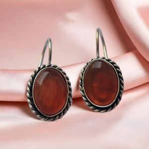 Pendiente de plata esterlina con piedras preciosas marrones de calidad superior Vintage, joyería de moda chapada en oro para mujer, regalo para bodas y fiestas - Product Image 5