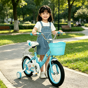 Bicicletta per Bambini Stabile e Confortevole con Cestino Anteriore, Portapacchi Posteriore e Ruote Stabilizzatrici, 12'' 14'' 16'' 18'' - Product Image 5