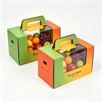 Boîte à fruits pliable biodégradable, boîte d'emballage pour raisins en carton ondulé biodégradable, boîtes d'emballage pour fruits frais avec fenêtre transparente