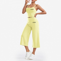 Ensemble de yoga le plus vendu pour femmes : débardeur à fines bretelles ultra-extensible et pantalon taille haute à jambes larges, ensemble 2 pièces pour le Pilates et les activités sportives