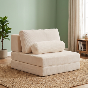 Foldable Modular Rectangle <b>Play</b> Couch Cotton Ribbed Fabric-Eco-friendly Durable Expandable Bedroom <b>Sofa</b> Wholesale - Product Image 3