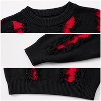 Pull en tricot acrylique premium déchiré et vieilli, chaud pour l'hiver, coupe ample, style streetwear tendance