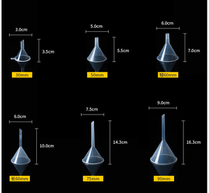 Atacado Funis De Plástico Tamanho Diferente 30mm 50mm 60mm 75mm 90mm 100mm 120mm 150mm Funil Plástico PP para Laboratório Usando - Product Image 5