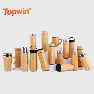 Taza de Viaje Aislada de Acero Inoxidable y Bambú, Vaso Térmico con Logotipo Personalizado, Taza de Café Portátil para Oficina y Viajes - Product Image 1