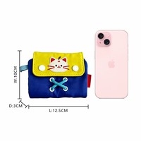 Warna kontras yang disesuaikan dengan pola kain bersulam, dompet pendek multifungsi, tempat kartu, portabel dan ringan