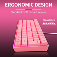 61 anahtar RK61 küçük 60 yüzde tel RGB arkadan aydınlatmalı pembe 60% Tablet dizüstü tuş takımı Teclado oyuncular Clavier oyun klavyeler