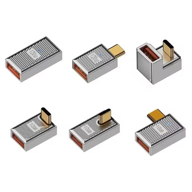 Type-C to USB A 3.1 10Gbps OTG Converter USB C Male Female 90 Degree Right Angle U Shape Adapter Support 6A 120W Power Charging