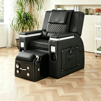 Fauteuil de pédicure de qualité en cuir PU avec porte-gobelet et repose-pieds à bol extractible pour salon de manucure et spa