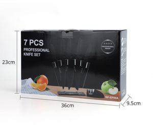 Ensemble de couteaux pour la maison, ensemble complet avec manche élégant, lame noire, ensemble de 7 pièces, couteau de chef - Product Image 2