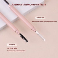 Brosse à mascara double tête en diamant avec capuchon de protection, peigne en acier inoxydable et poils en nylon pour cils et sourcils (vente en gros)