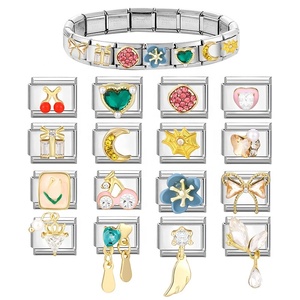Module de breloques en acier de style italien à faire soi-même, accessoires de fabrication de bijoux, essentiels pour la création de bracelets à breloques personnalisés faits à la main - Product Image 2