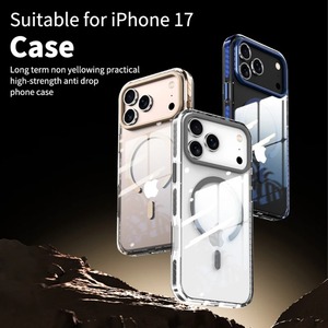 Couverture de bordure rayée PE de luxe pour étui de téléphone transparent de Charge sans fil magnétique <span class=keywords><strong>Magsafe</strong></span> pour iPhone 17 Air 16 15 14 13 12 17 Pro Max - Product Image 2