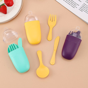Juego de Cubiertos Portátil de Tres Piezas, de Plástico, para Acampar al Aire Libre, para Niños, Estudiantes y Adultos, Desechables - Product Image 4