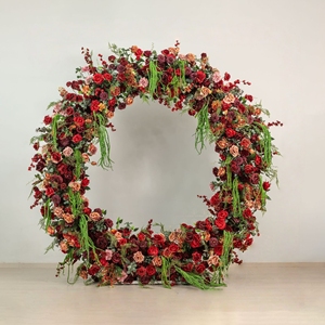 Arche de <span class=keywords><strong>roses</strong></span> rouges vintage, support de fleurs artificielles de luxe, cadre pour décoration de fond de mariage et de fête, accessoire floral artificiel durable - Product Image 6