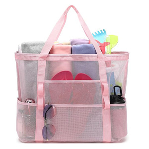 Large Capacity Waterproof <b>Foldable</b> Tote for Women Mesh Pockets <b>Beach</b> <b>Bag</b> for Pool Swim Travel Everyday RTS Bulk Mixed Order - Product Image 3